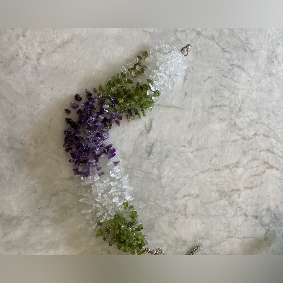 Gemstone 12 strand Gemstone Necklace. Peridot Amethyst Crystal Quartz 17” GORG! - Picture 7 of 8